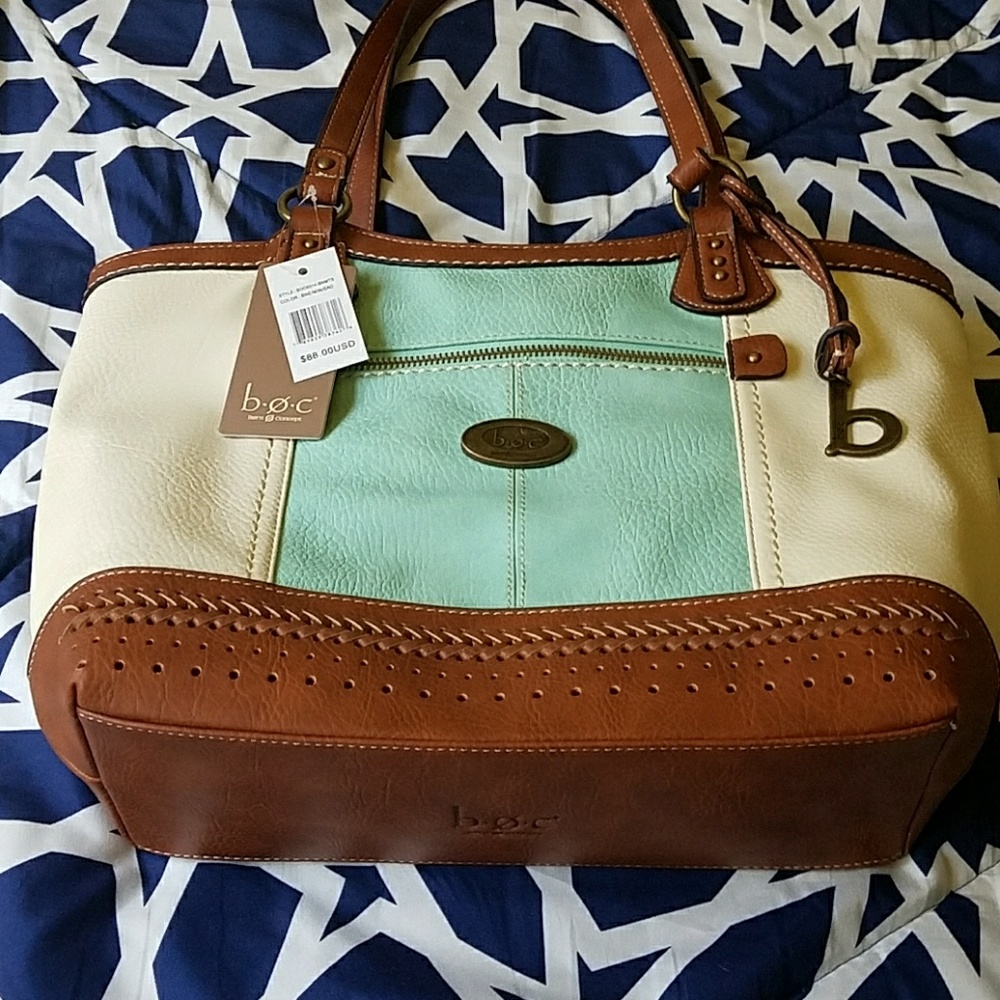 box white off white and mint teal handbag medium